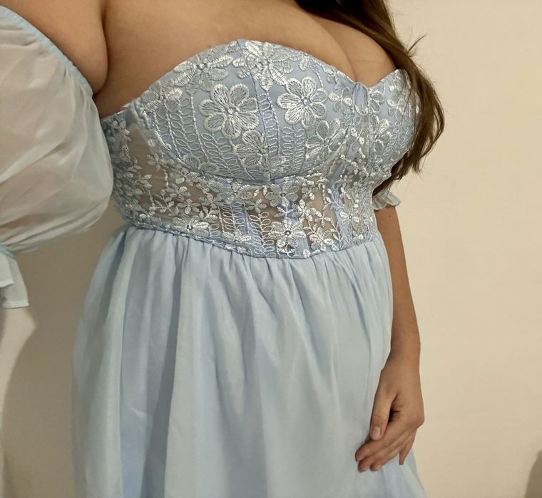Rochie baby blue cu model tip corset