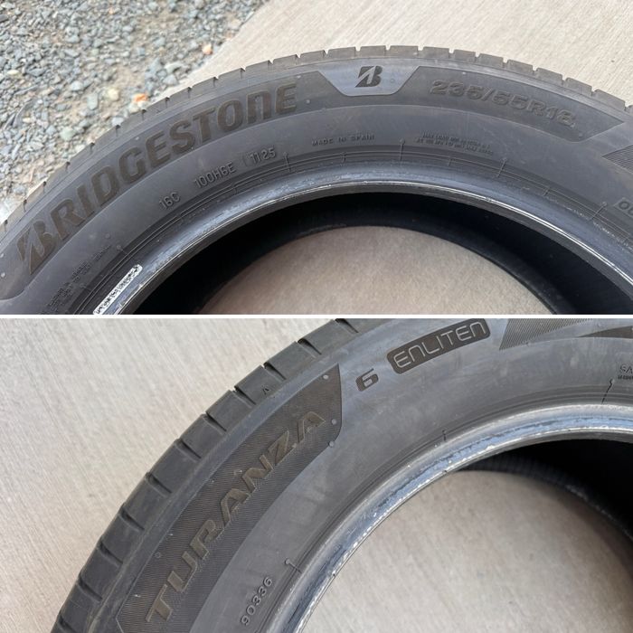 4бр. ОТЛИЧНИ Летни Гуми С Борд 235/55R/18 *BRIDGESTONE* DOT:2125+1225- 7.2мм.+5.1мм.