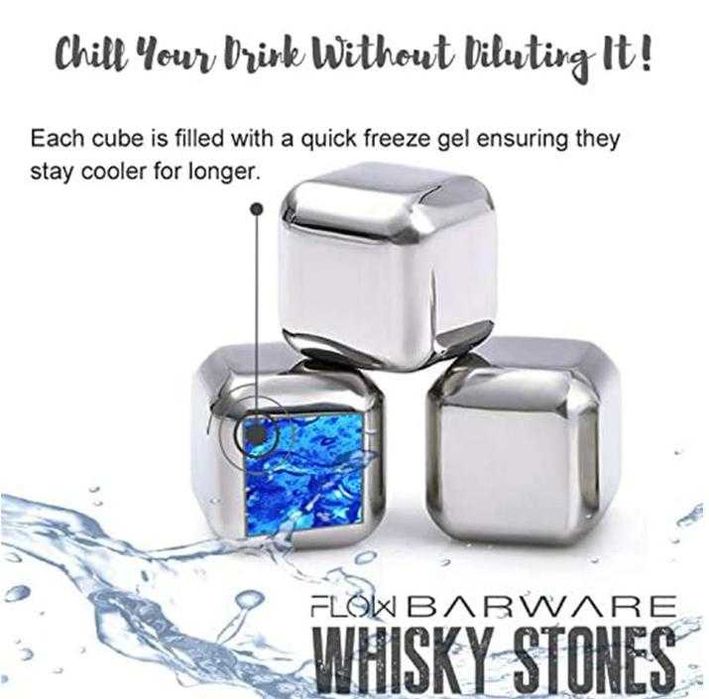 Whisky Stones Метални Ледчета Уиски Ракия Вино Коктейли Сок Охладители FoodGrade 304 SS Stainless Steel Неръждаема Стомана Безводни Охладители Напитки