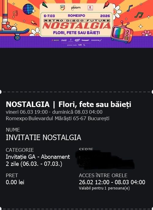 2 abonamente Nostalgia, 6-7 martie 2026