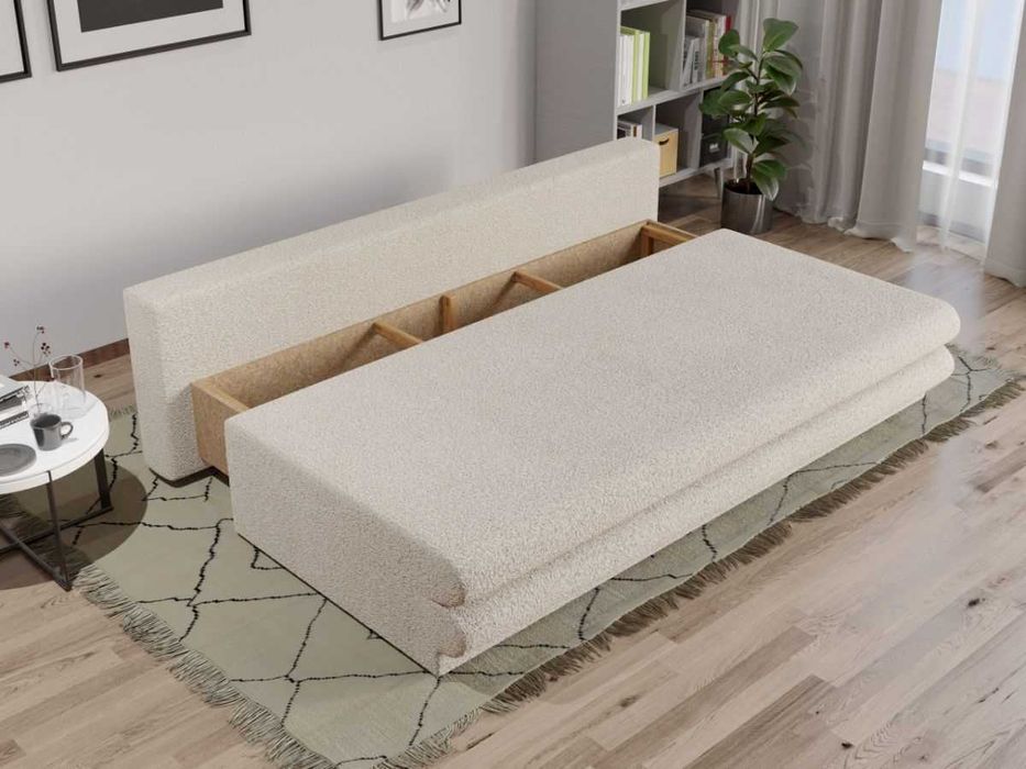 Canapea Extensibila Sensi plusata aspect lana alba - Transport Gratuit