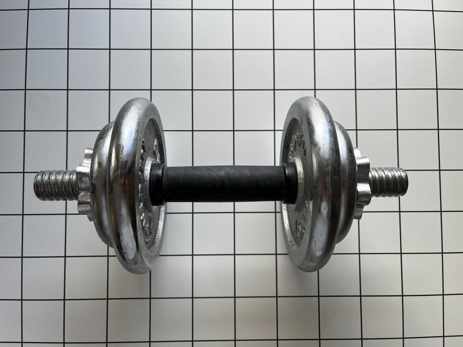 Хромиран дъмбел с гумена дръжка 10кг - регулируем