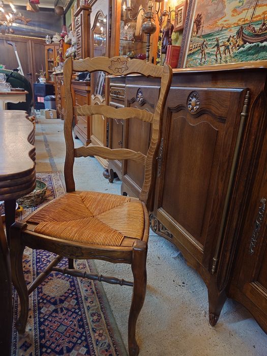 Френска разтегателна трапезна маса + 6 стола (1970–80 г.) – 158/240×97