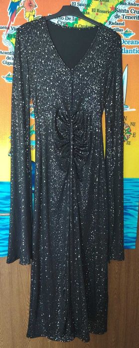 Rochie neagra lunga foarte eleganta S noua maneci evazate