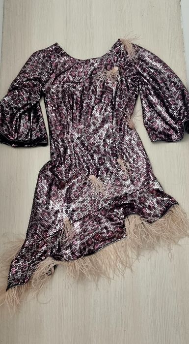 Rochie animal print paiete si pene