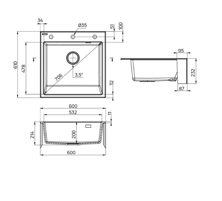 Chiuveta de granit alba montaj pe blat