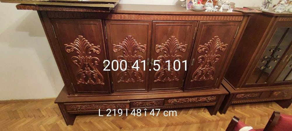 Mobilier mobila sufragerie living clasic din lemn masiv de nuc