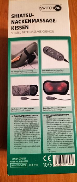 Pernă masaj Shiastru cu funcție de încălzire, pentru gât și picioare