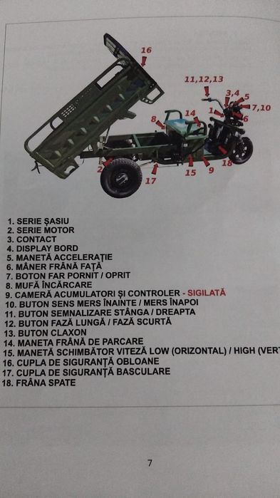 Tricilu electric cu remorcă basculabila