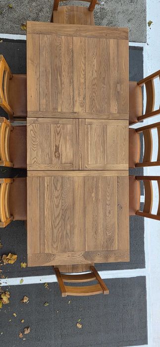 Масивна дъбовa  маса  за хранене с 8 столa