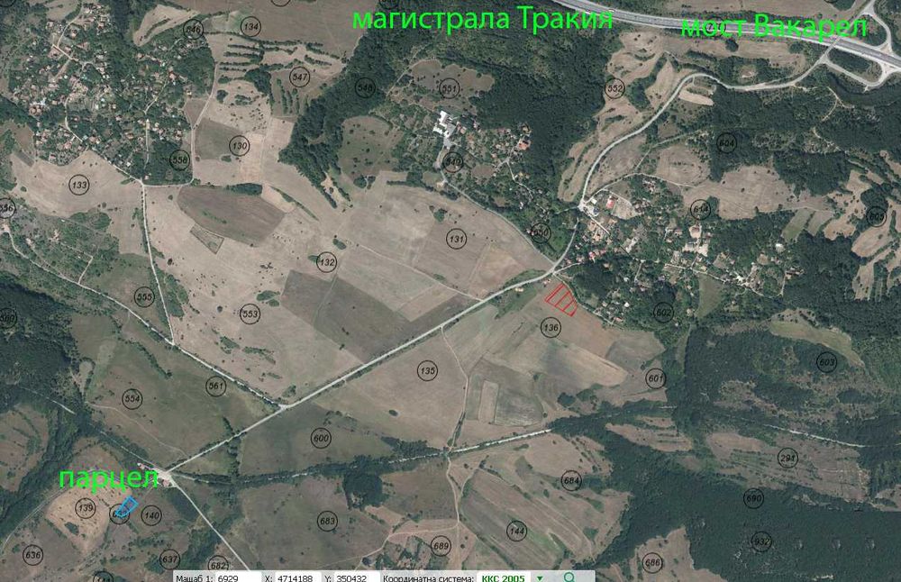 ПАРЦЕЛ земя в софия Вакарел 1364 m2 за семейна къща  c. Костадинкино