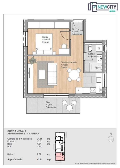 0% COMISION! Apartament cu 2 camere, etaj 2, dezvoltator FINISAT