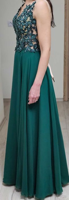 Официална зелена рокля