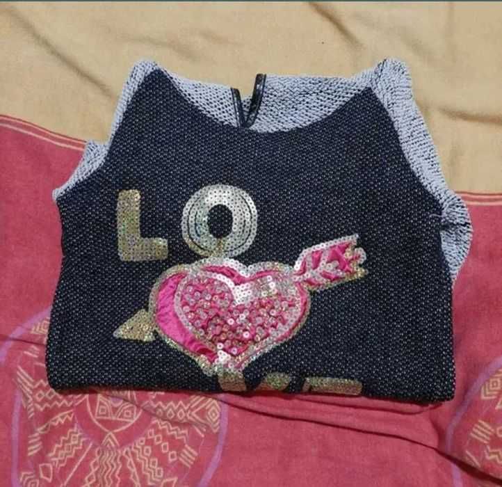 Hanorac fete cu paiete tricot cu glugă XXS