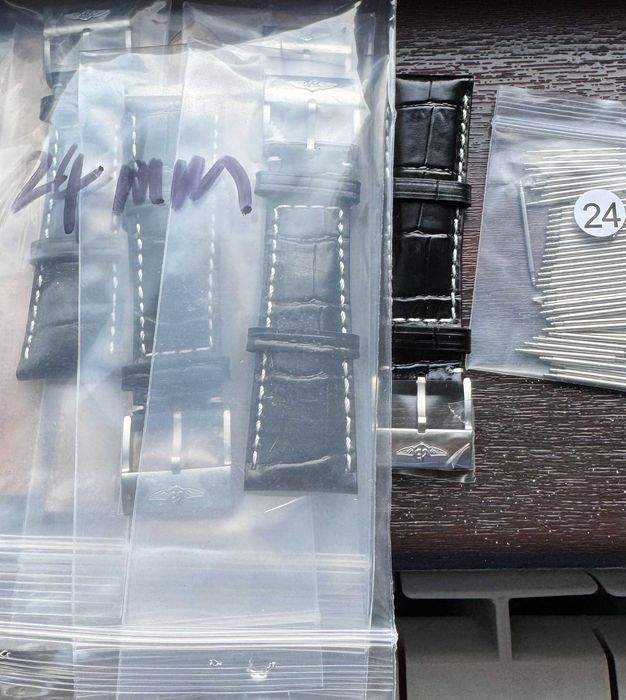 Curea din piele pentru ceas Breitling latime 24 mm neagra