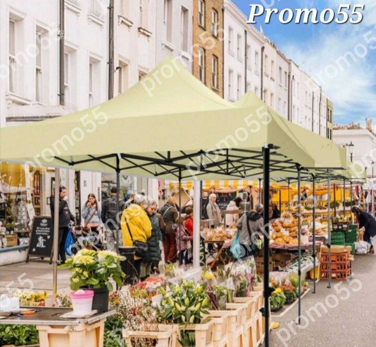 Сгъваем павилион шатра 3х3 - 18кг. с гумирано покривало в кремав цвят