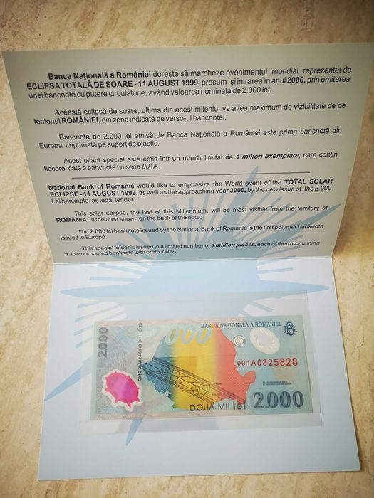 Bancnotă aniversara eclipsa 1999
