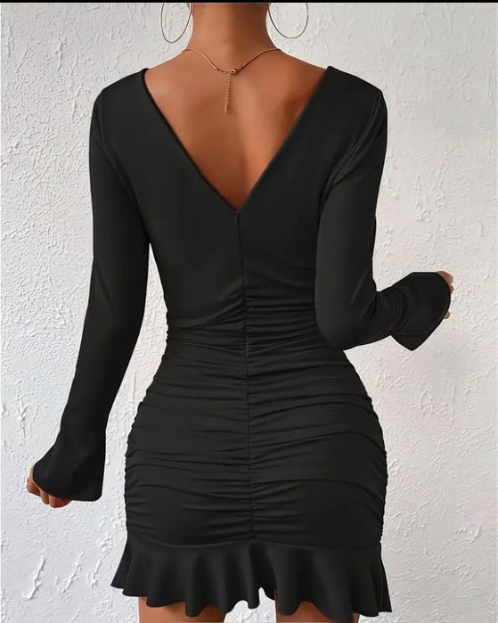 Къса черна рокля - дамска - размер XS/S