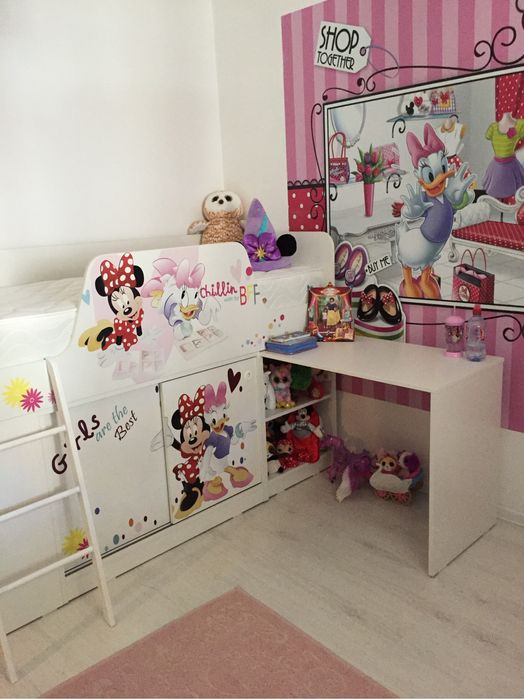 Pat copii cu birou Minnie