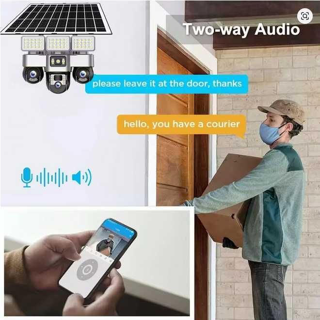 15MP HD 4G Соларна камера с три обектива, Night Vision, Solar Panel Charging, Human Detection