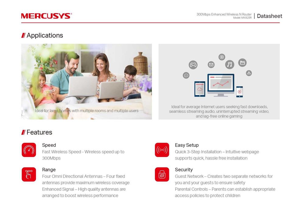 MERCUSYS MW325R Multi-Mode Pутер Router 300 Mbps 5 dBi