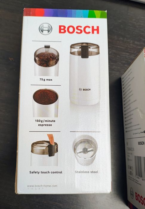 Rasnita de cafea Bosch TSM6A011W, 180 W, 75 g, cutit otel inoxidabil
