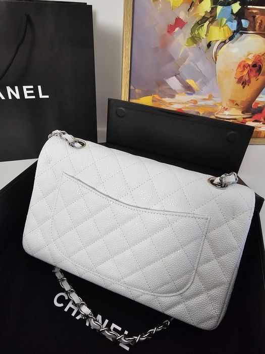 Geanta Chanel 23cm clasic, alb