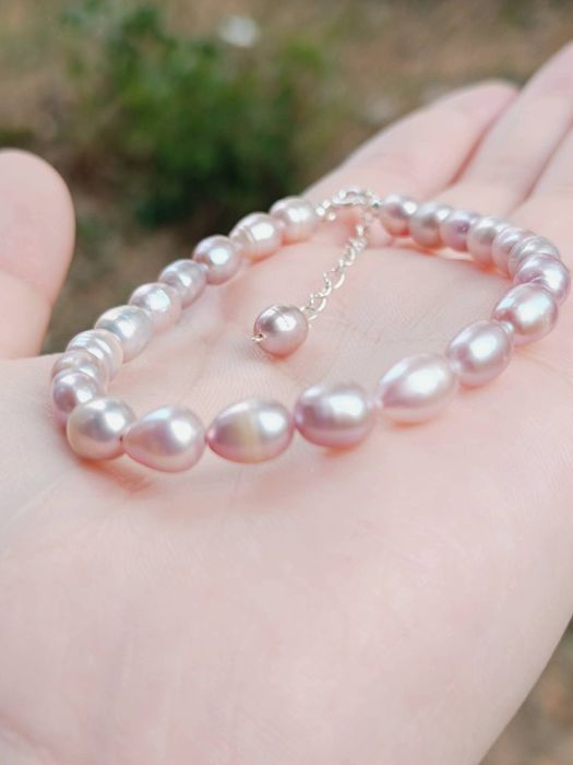 Bratara din perle naturale de cultura baroc, inchizatoare argint, mov