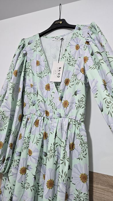 Rochie midi Na-kd cu maneci lungi bufante