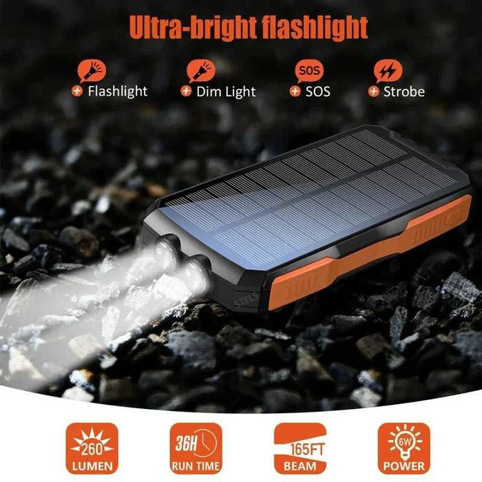 Преносима батерия STELS SolarPro 16K, PowerBank 16000mAh, Led фенер