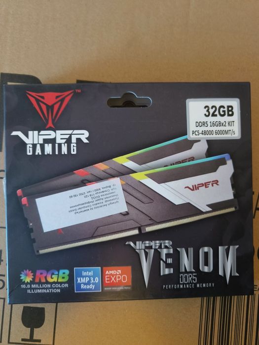 Рам Памет DDR5 32 GB Patriot Viper 2x16 kit RGB 6000MT/s 30cl  с Г-ция