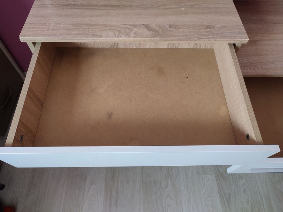 Тоалетка, дъб сонома+бял гланц