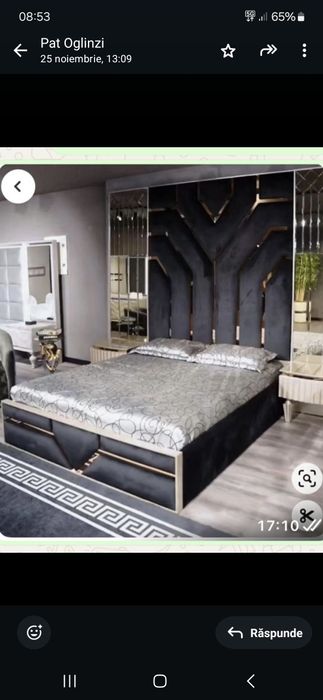 Pat tapițat cu oglinzi