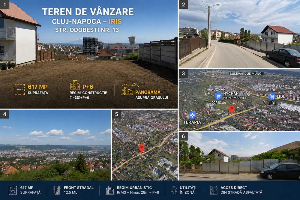 Teren Cluj-Iris 617 mp | RrM3 | P+6 | Panorama | Ideal Investitie