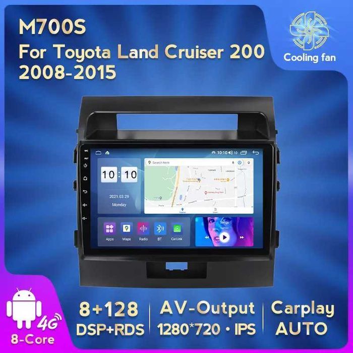 NAVIGATIE Android 14 Toyota Land Cruiser 200 1/8 Gb CarPlay + CAMERA