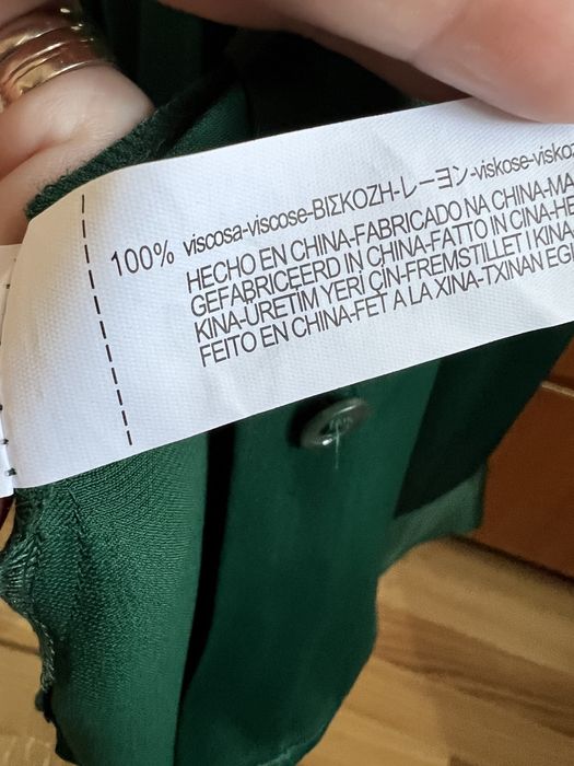 Camasa Zara Vascoza S M verde smarald cu maneca lunga