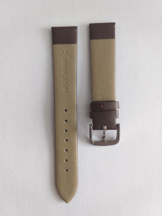 Curea ceas 18 mm, piele naturala, maro/argintiu, NOUA