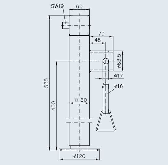 Разтегателна опора за ремаркета 60 mm. / 1,300 kg Winterhoff