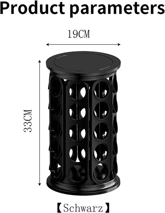 Въртяща стойка за капсули кафе до 40 броя метална черна за Dolce Gusto