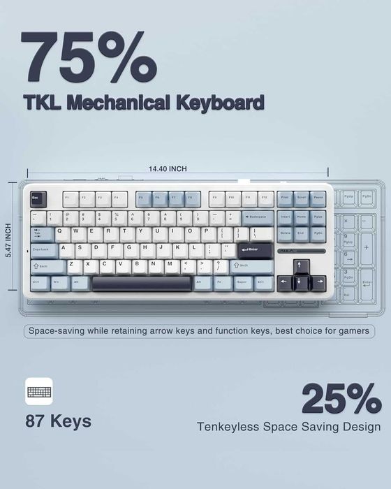 Механична клавиатура AULA F87 Wireless 75% TKL