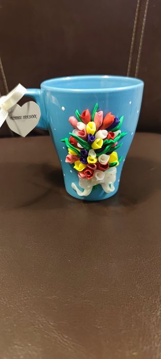 Чаша с декорация от  полимерна глина.