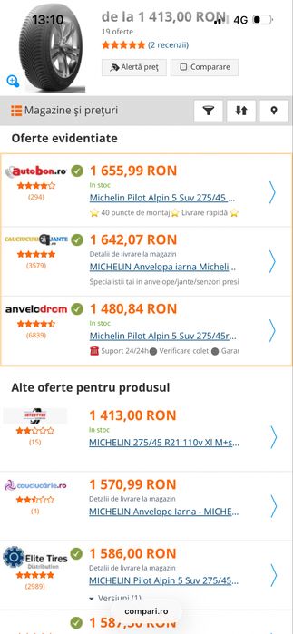 Anv NOI Iarna Range Rover/SPORT  MB G63 GLE  Michelin Alpin5 275 45 21