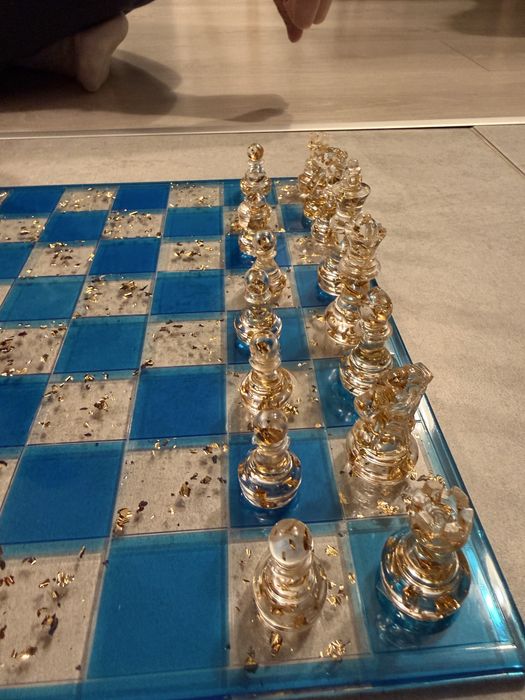 Placa sah+piese foita de aur | CADOU inedit, unic