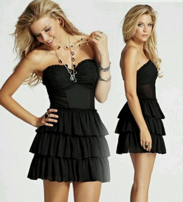 Guess black ruffle mesh dress