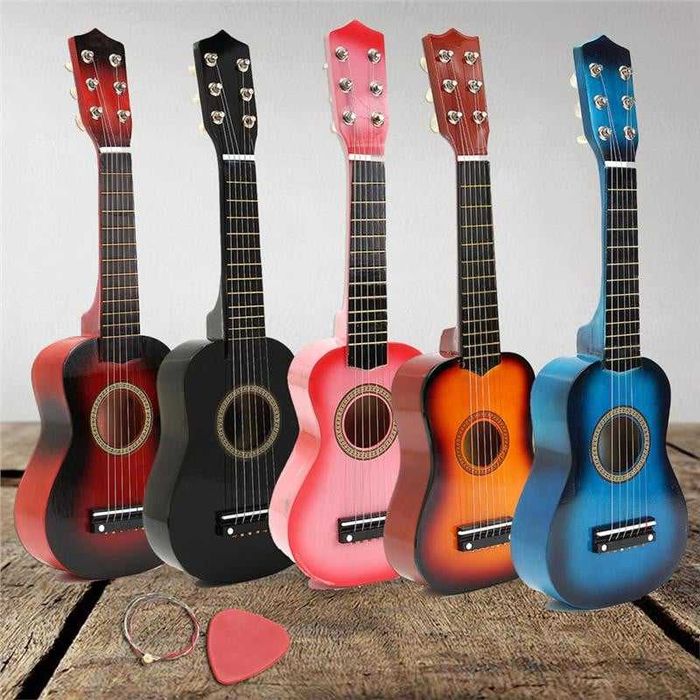 Mini chitara acustica 6 corzi, incepatori initiere joaca copii 3-7 ani