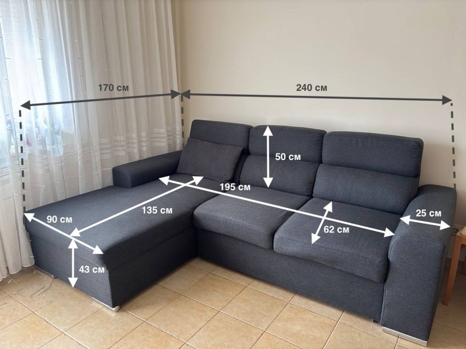 Разтегателен ъглов диван