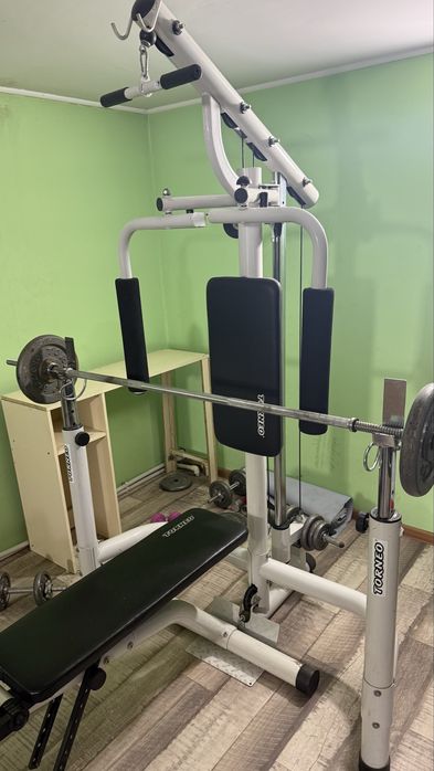 Тренажер, гантели, гриф, блины