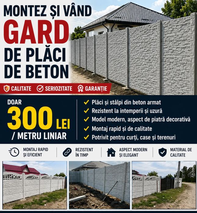 Montez și vând gard de beton