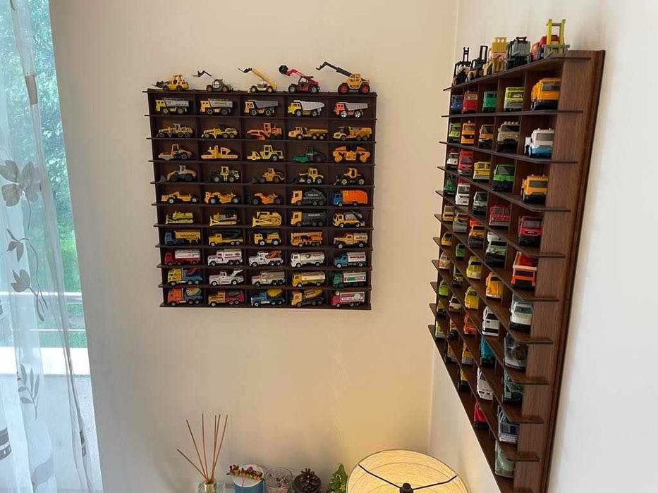 Hot Wheels Matchbox Majorette Siku - Дървена етажерка за макетни коли