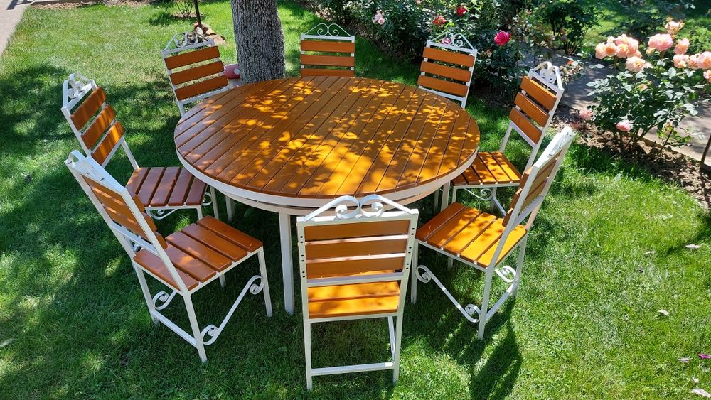 Set masa rotunda cu 8 scaune